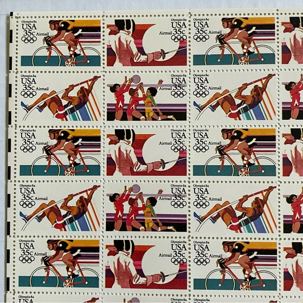 Olympic Stamps Scott C109-112 1984 SUMMER Full Sheet US 35¢ Airmail Stamps MNH
